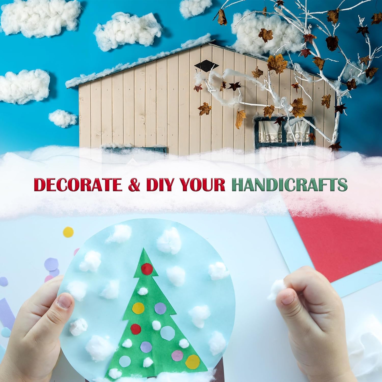 Aodaer Artificial Snow Decor - 1500g Fluffy Soft Cotton Fake Snow for Holiday Displays & Christmas Trees