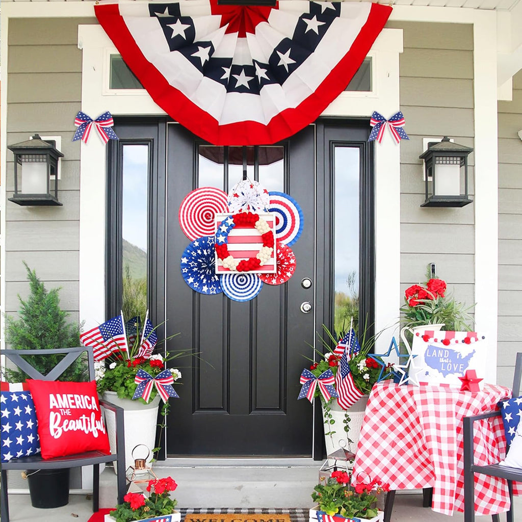 Regine Switzerland Patriotic Tree Bows - 12 Pcs 6-Inch Red, Blue & White Decorations for 4th of July & Memorial Day