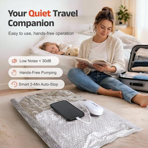 IDEATECH Travel Vacuum Bags - 15 Pack with USB Pump for Space Saving Clothes | Easy Load Compression Bags (5S+5M+5L)