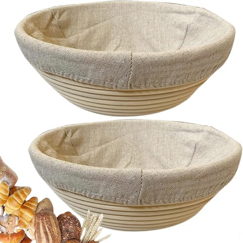 9 Inch Round Banneton Proofing Basket Set by [Brand Name] - Perfect for Sourdough & Artisan Baking | 2 Pack