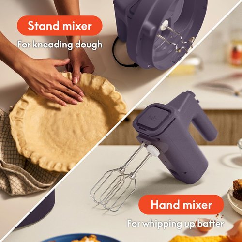 Bella 3.5 Qt Electric Hand & Stand Mixer - 2-in-1 with Bowl, Dough Hook & Whisk - Plum Color