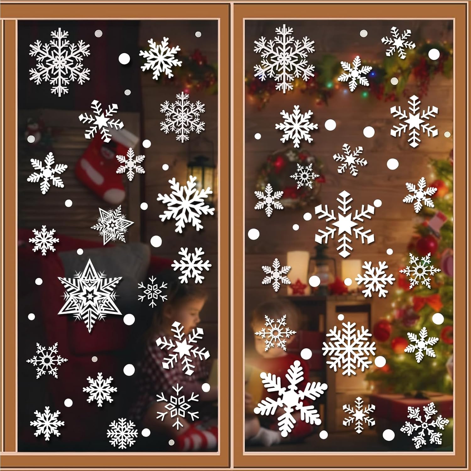 Skiennix Christmas Window Clings - 449PCS White Snowflakes Decals for Winter & New Year Decor | 10 Sheets