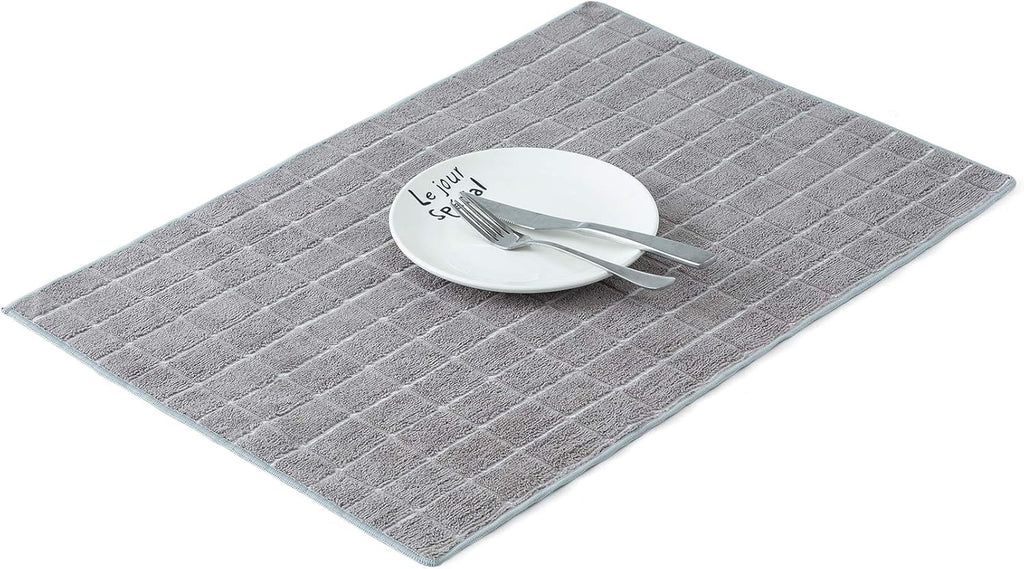 Microfiber Dish Towels - Super Absorbent & Lint-Free Kitchen Towels - 8 Pack, Gray Lattice Design, 26 x 18 Inch