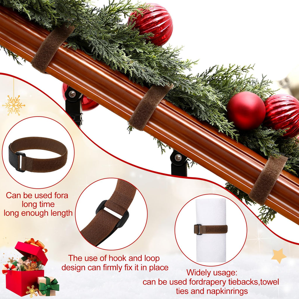 SATINIOR 50 Pcs 12inch Garland Ties Decorative Reusable and Flexible Banister Ties for Garland Wreath Light Banisters Home Stairways Railings Decoration(Brown)