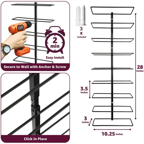 Sorbus Wall Mount Wine Rack 2-Pack – Holds 9 Bottles Each – Black Metal Wine Bottle Holders for Wall, Modern Wine Rack for Home Bar, Kitchen