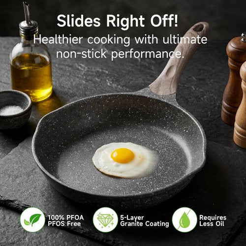 JEETEE 8-Inch Nonstick Frying Pan - Versatile Omelette Skillet with Soft Touch Handle | Induction Compatible