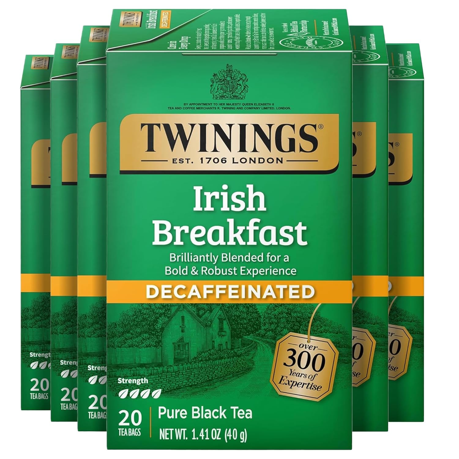 Twinings Decaffeinated Irish Breakfast Black Tea - Flavorful & Robust | 120 Individually Wrapped Bags