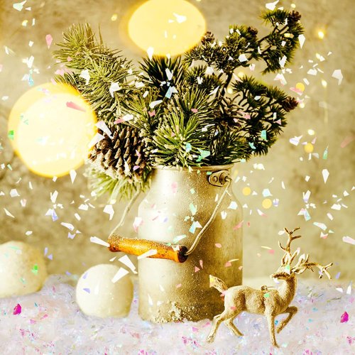 Kasyat Artificial Snow Powder | Christmas Twinkles Decoration | 600g White & AB Color Flakes