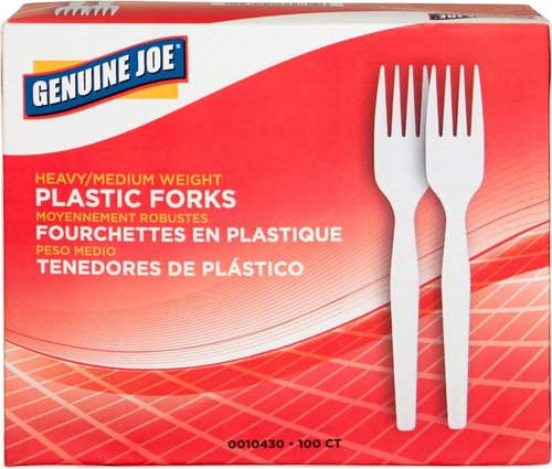 Genuine Joe Heavyweight Plastic Forks - Durable & Reliable | 100 Count Pack