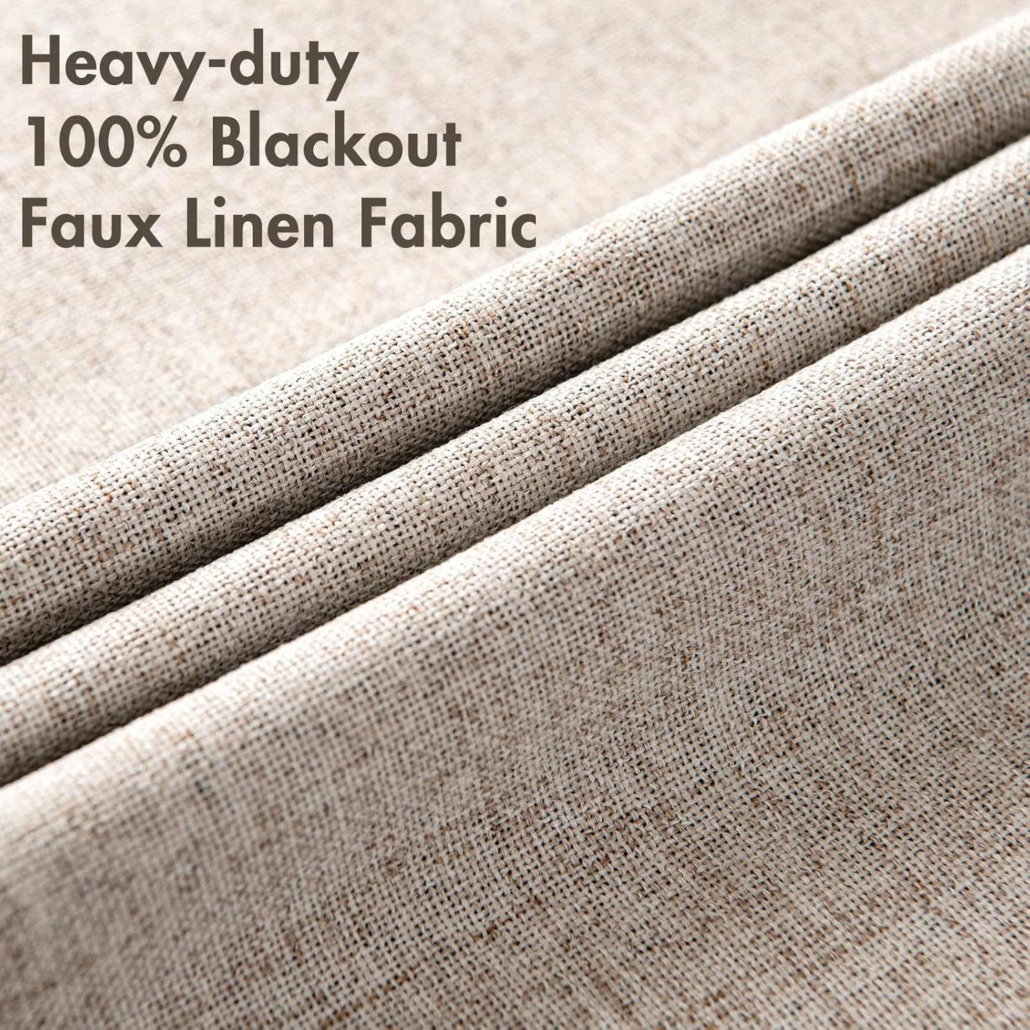 MIULEE Blackout Thermal Insulated Curtains - Linen Texture Grommet Drapes, Khaki, 52x120 Inch (2 Pack)