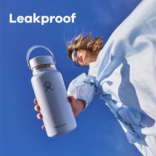 Hydro Flask Water Bottle - Insulated Stainless Steel - Wide Mouth Flex Lid, Non Spill, Leakproof and Refillable in 20 Oz Aloe Green