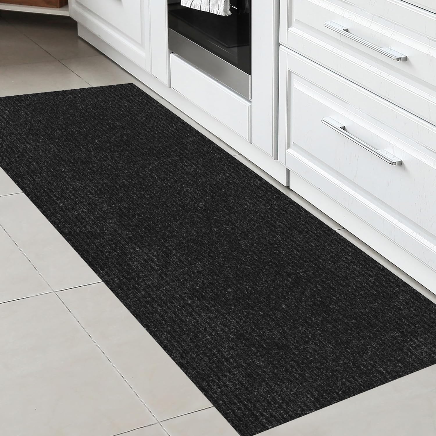 Ottomanson Hallway Runner Rug - Durable Non-Slip Mat for Indoor & Outdoor Use | 2' x 6' Black Carpet