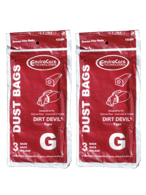 EnviroCare Replacement Vacuum Cleaner Dust Bags Made to fit Royal Dirt Devil Type G Hand Vacuums 6 Pack