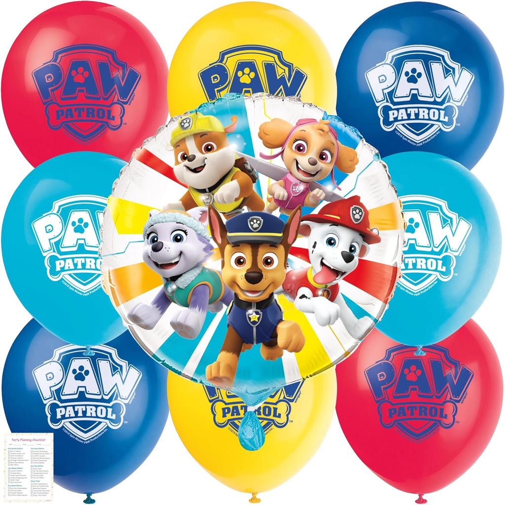 Paw Patrol Balloons - 8 Latex & 1 Foil Balloon Bundle | Chase & Skye Birthday Party Decorations