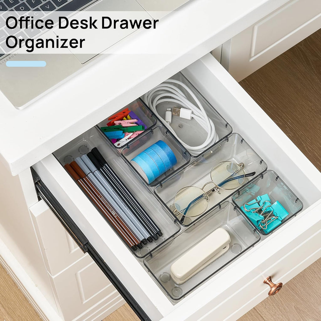 Vtopmart 25 PCS Desk Drawer Organizer Set - Versatile Plastic Storage Bins for Office & Home Use