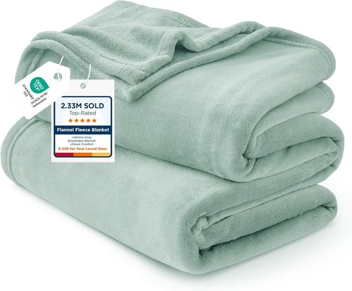 Bedsure GentleSoft Fleece Bed Blanket - Soft, Lightweight, Plush Luxury in Sage Green | Full Size 84x90 Inches