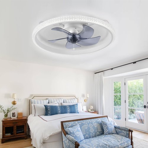 lumasphere 20" Small Ceiling Fans with Lights and Remote, 2025 Upgraded Low Profile Ceiling Fan, 3000K-6000K Dimmable, 6 Wind Speeds, Flush Mount Fandelier for Bedroom/Living Room/Kids Room