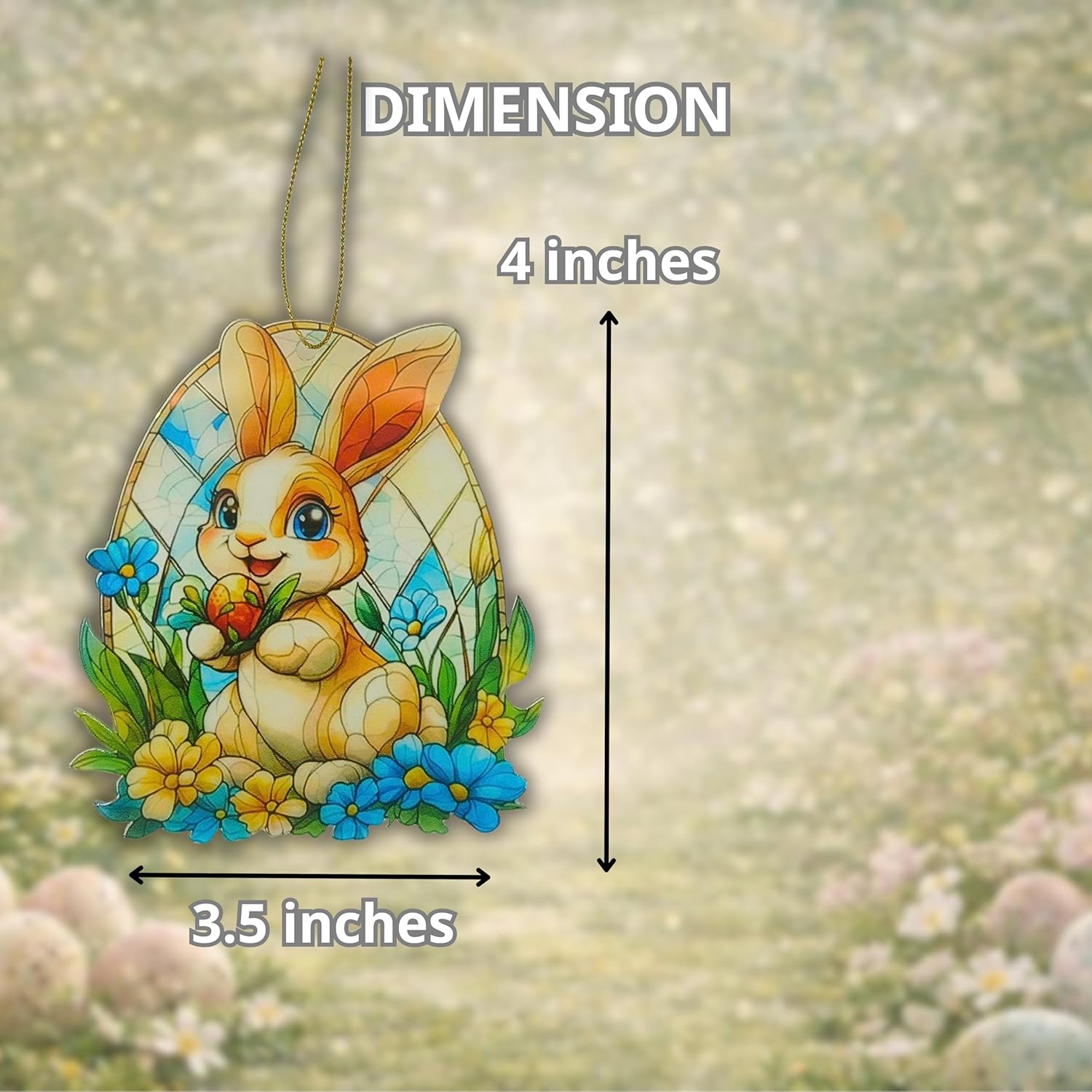 Skiennix Easter Ornaments - Cute Bunny Acrylic Suncatcher | Faux Stained Glass Effect for Home & Basket - Colorful White Bunny Design