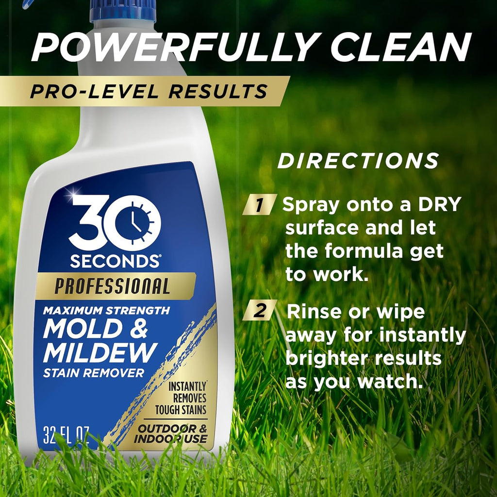 30 SECONDS Pro Mold and Mildew Stain Remover - Scrub-Free Formula for Instant Brightness | 32 Fl. Oz.