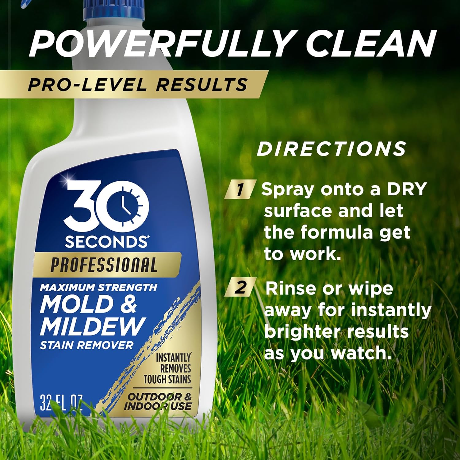 30 SECONDS Pro Mold and Mildew Stain Remover - Scrub-Free Formula for Instant Brightness | 32 Fl. Oz.