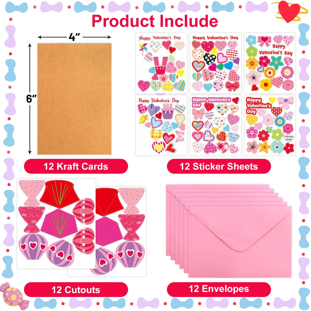 ceiba tree Valentine's Day Crafts for Kids Cards Making Kits DIY 3D Hot Air Balloon Bouquet Greeting Card with Cutouts Sticker and Envelopes Bulk for Classroom Activities Party Favors