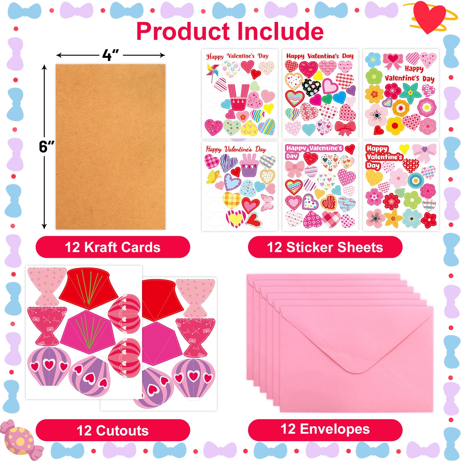 ceiba tree Valentine's Day Crafts for Kids Cards Making Kits DIY 3D Hot Air Balloon Bouquet Greeting Card with Cutouts Sticker and Envelopes Bulk for Classroom Activities Party Favors