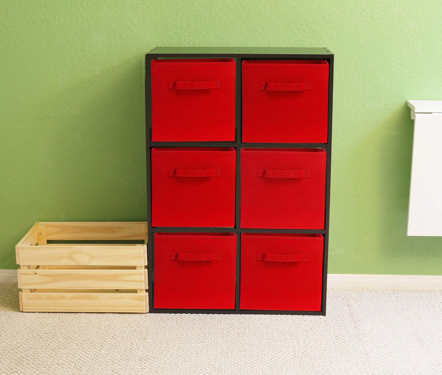 Simple Houseware Foldable Cube Storage Bins - 11-Inch Red Fabric Organizers | 6-Pack for Closet & Shelves