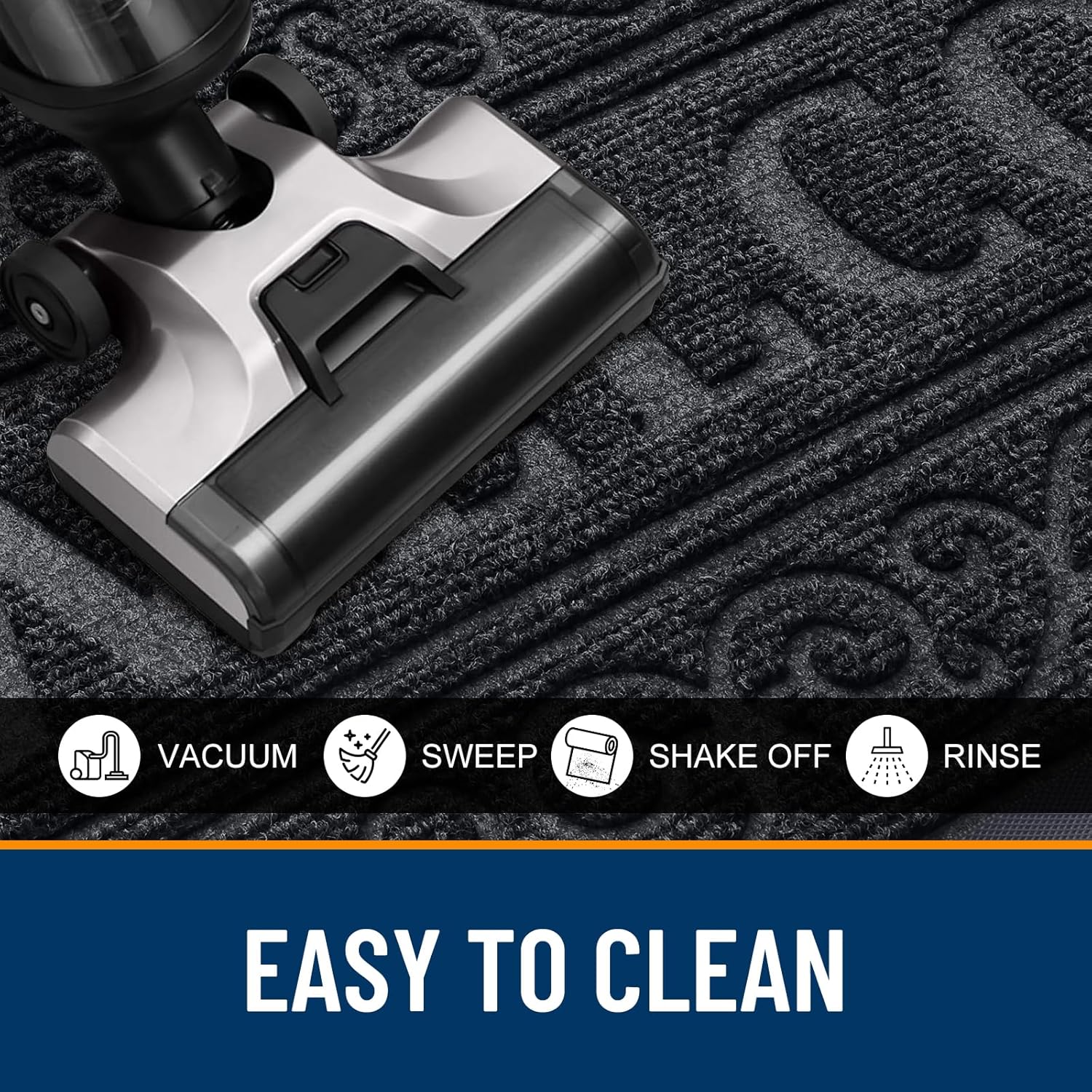 OLANLY Heavy Duty Welcome Door Mat - Waterproof, Stain Resistant, Easy Clean | 29.5 x 17 Inches, Black