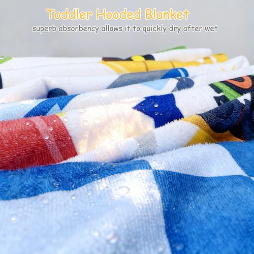 ARNUAETY Kids Hooded Beach Towel, Cartoon Car Bath Poncho for Boys and Girls Ages 3 to 8, Super Soft and Absorbent Toddler Pool Cover Up with Hood