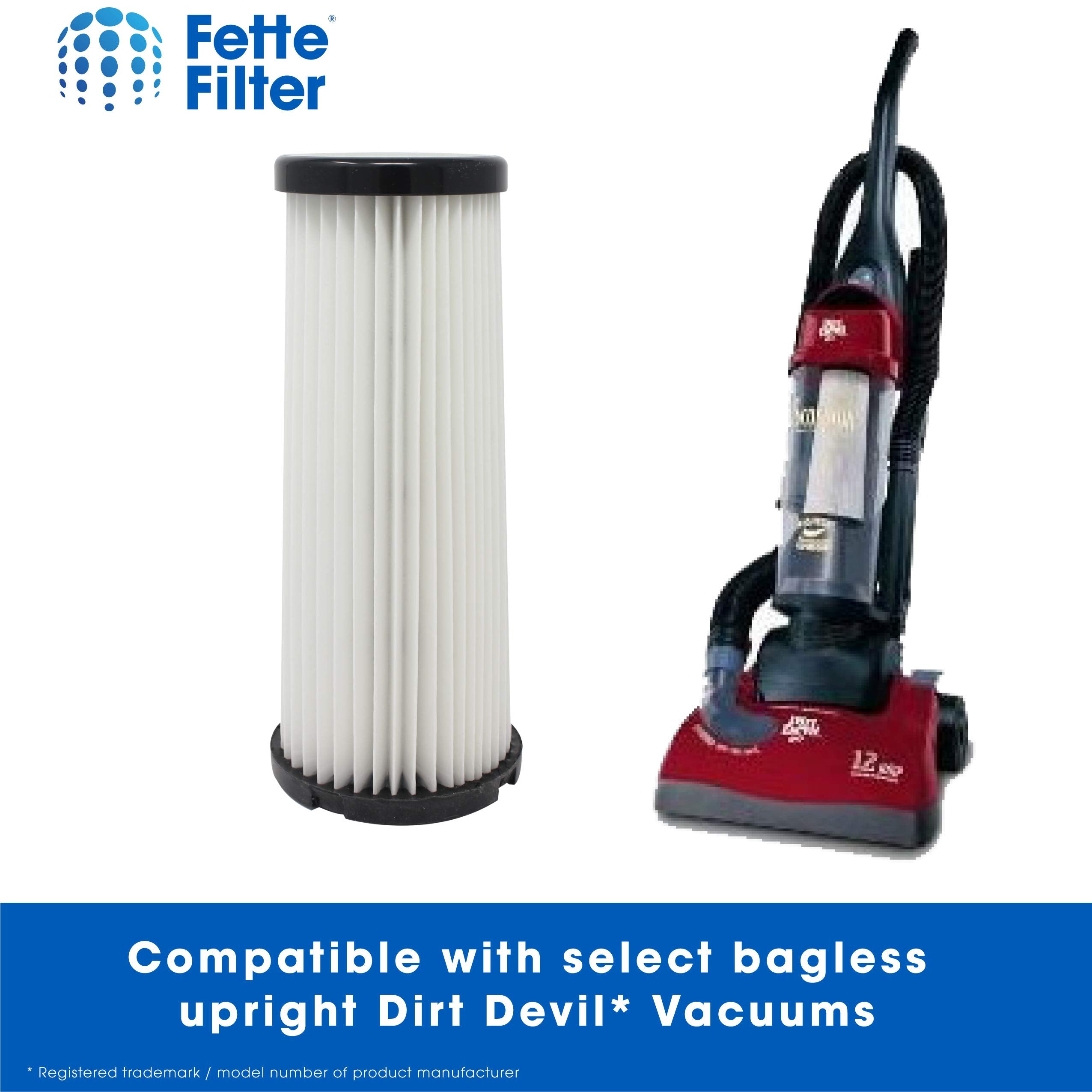 Fette Filter - Vacuum HEPA Filter Compatible with Dirt Devil F1 (F-1) Compare to Part # 3JC0280000, 3-JC0280-000 & 2JC0280000, 2-JC0280-000 (Pack of 3)