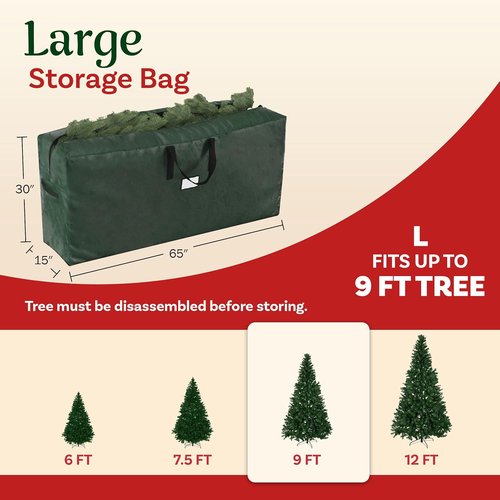 Elf Stor Christmas Tree Storage Bag - Durable Organizer for 9FT Disassembled Artificial Trees | Green