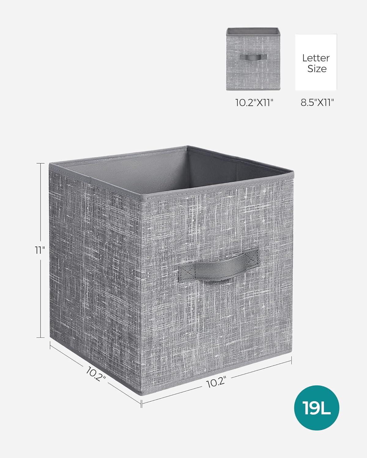 SONGMICS Storage Cubes - 11-Inch Foldable Fabric Bins with Double Handles | Set of 6 in Cattail Gray