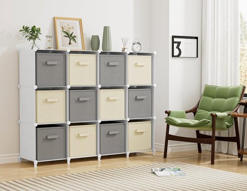 HOMIDEC 12-Cube Closet Organizer - Portable Clothing Storage Shelves | White Finish