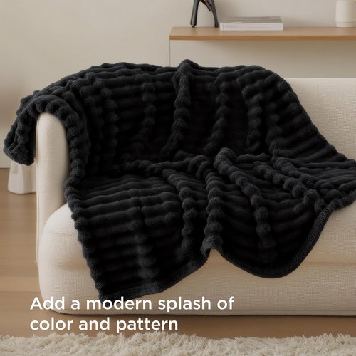 Bedsure GentleSoft Twin XL Blanket - Cozy Black Fleece Throw for Couch, 66x90 Inches