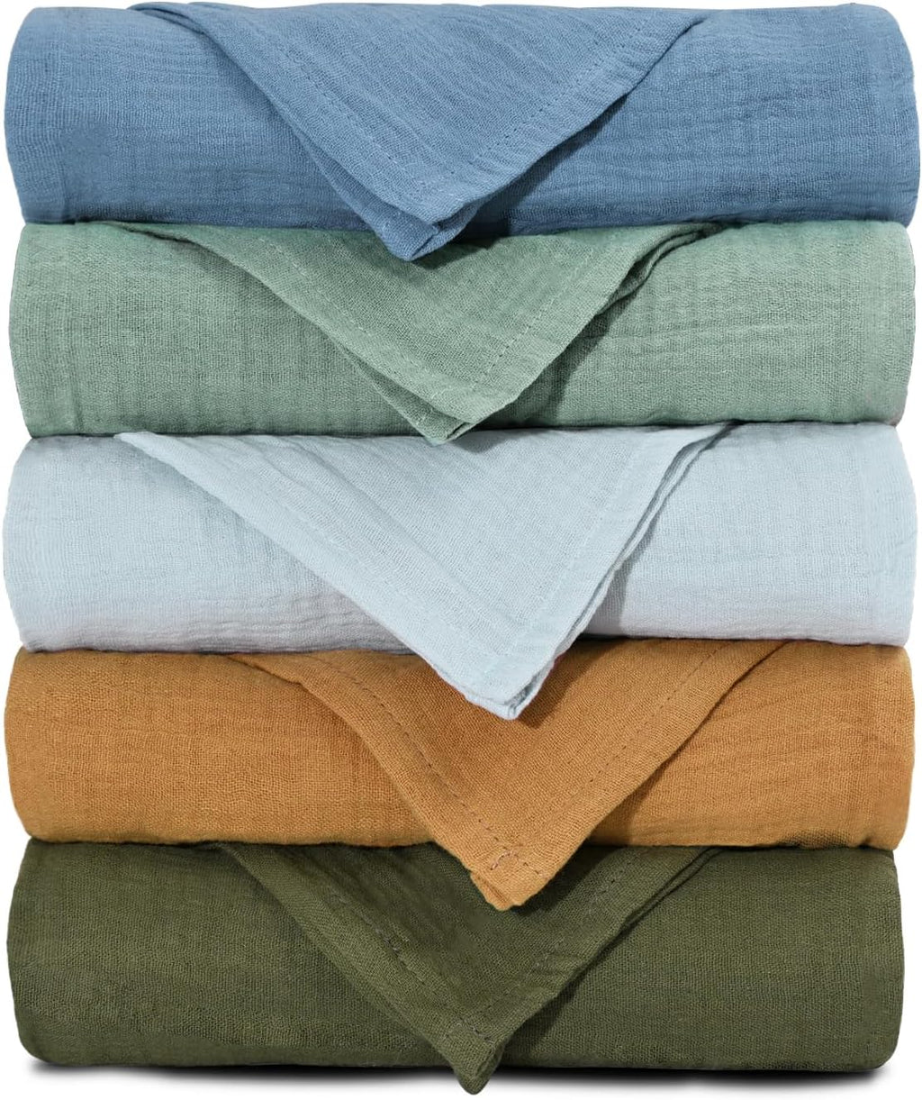 Skiennix Muslin Receiving Blankets - Breathable Neutral Swaddle Wraps for Newborns | 5 Pack