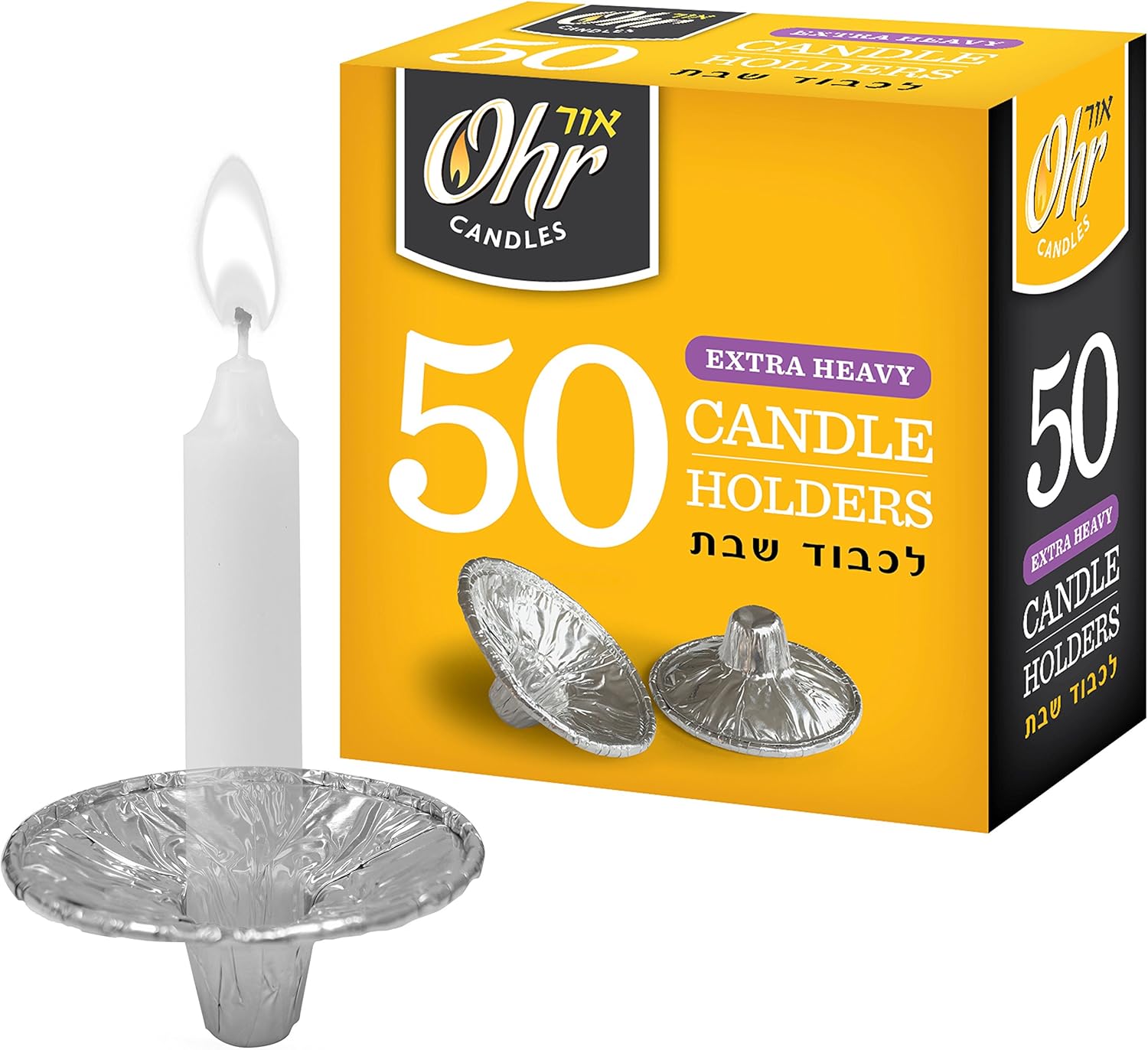 OHR Extra Heavy Disposable Aluminium Foil Candle Holders - 50 Pack Drip Cup Bobeches