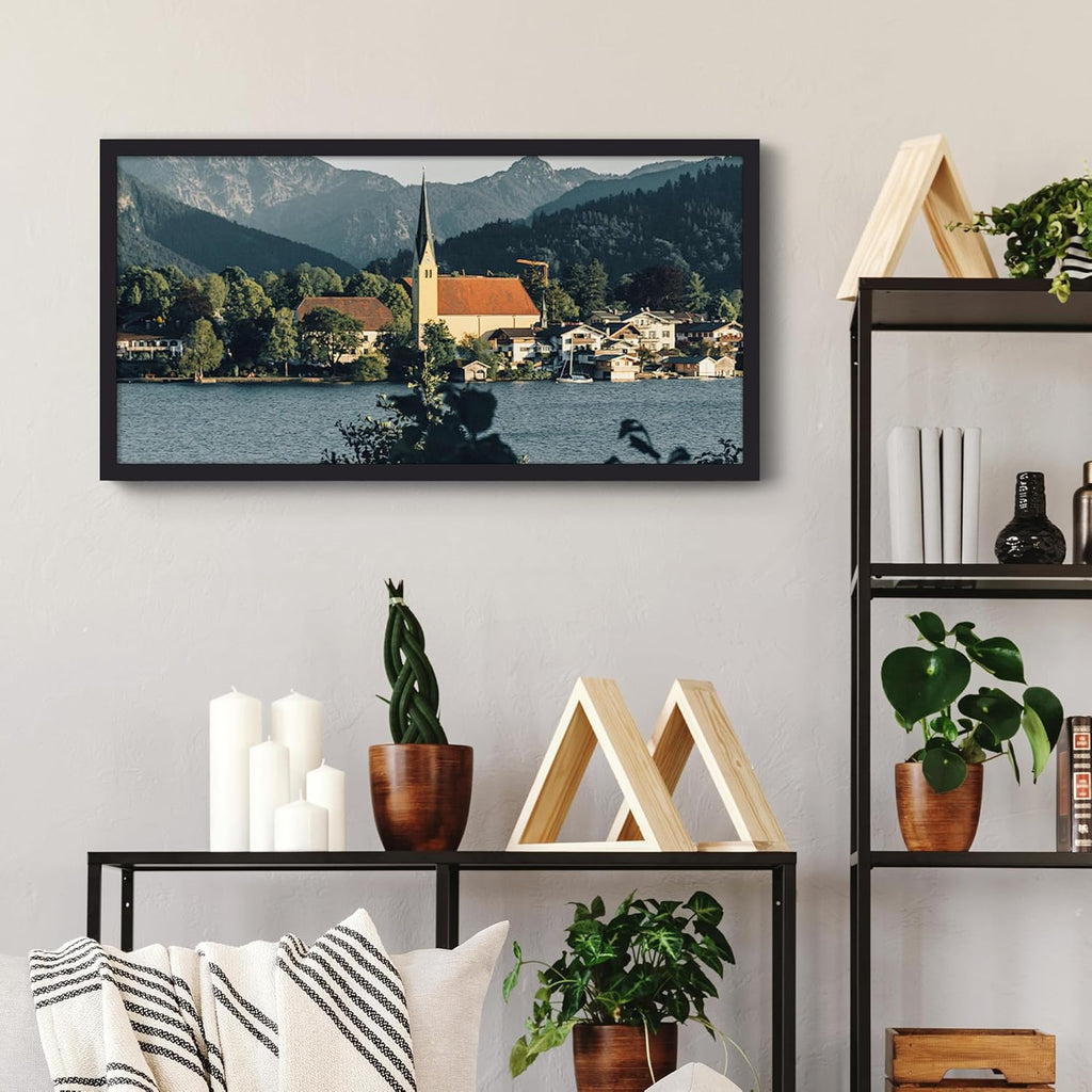 Upsimples 12x24 Picture Frame - Versatile Wall Hanging for 10x20 Photos with Mat, Black, 1 Pack