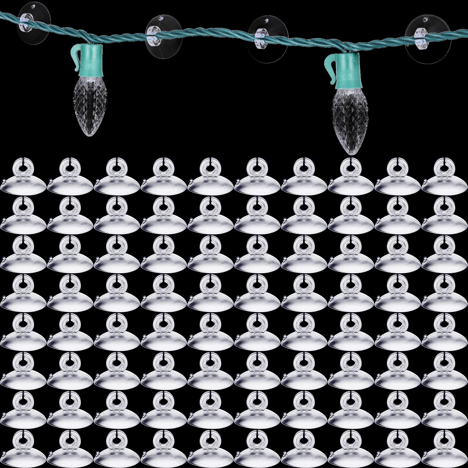 Skyley Christmas Light Holders Mini Hang Christmas Light Clips Suction Cup Clips Shower Suction Cup Hooks Outdoor Seasonal Lighting Hooks for Window Glass Home Bathroom Kitchen(200 Pcs)