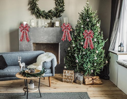 ABTOLS Large Christmas Bows - Red Buffalo Plaid Velvet Wreath Bows for Indoor/Outdoor Decor