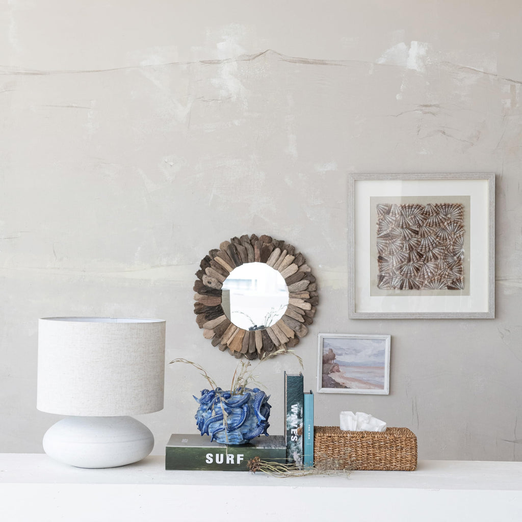 Creative Co-Op Round Layered Driftwood Framed Mirror, Natural