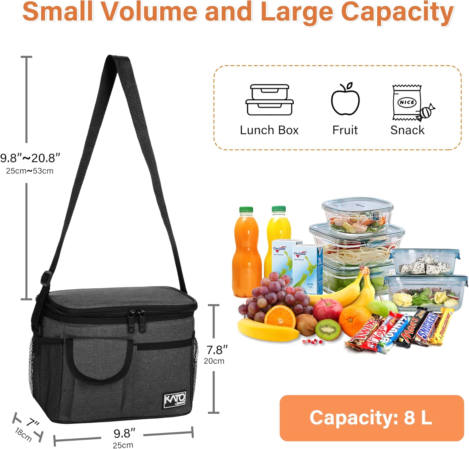 Tirrinia Insulated Lunch Bag - Leakproof Soft Cooler for Work, School & Picnics | Charcoal Color