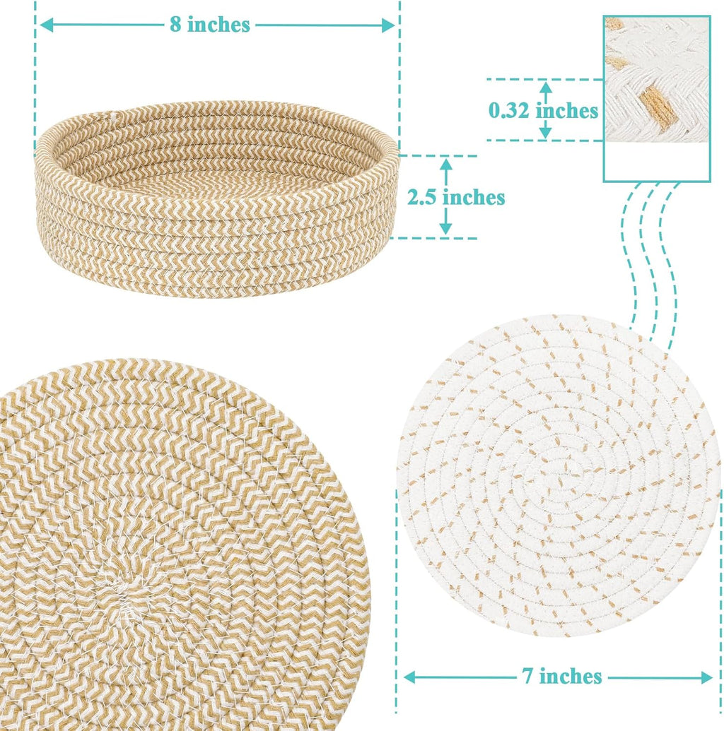 Trivets for Hot Dishes by Home Essentials - Heat Resistant Pot Holders with Storage Basket | 5 PCS Mix Brown