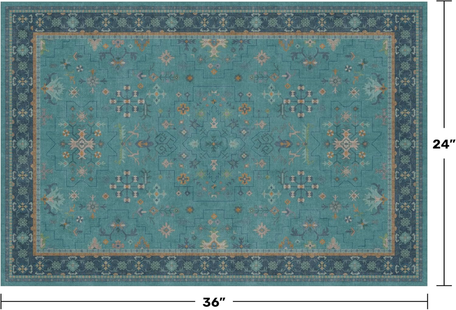 Skiennix 2x3 Washable Teal Rug - Non-Slip, Waterproof & Stain Resistant for Entryway or Kitchen