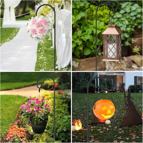 Feed Garden Adjustable Shepherd Hooks - Rust Resistant Steel for Outdoor Lanterns, Bird Feeders | 32 Inch, 8 Pack