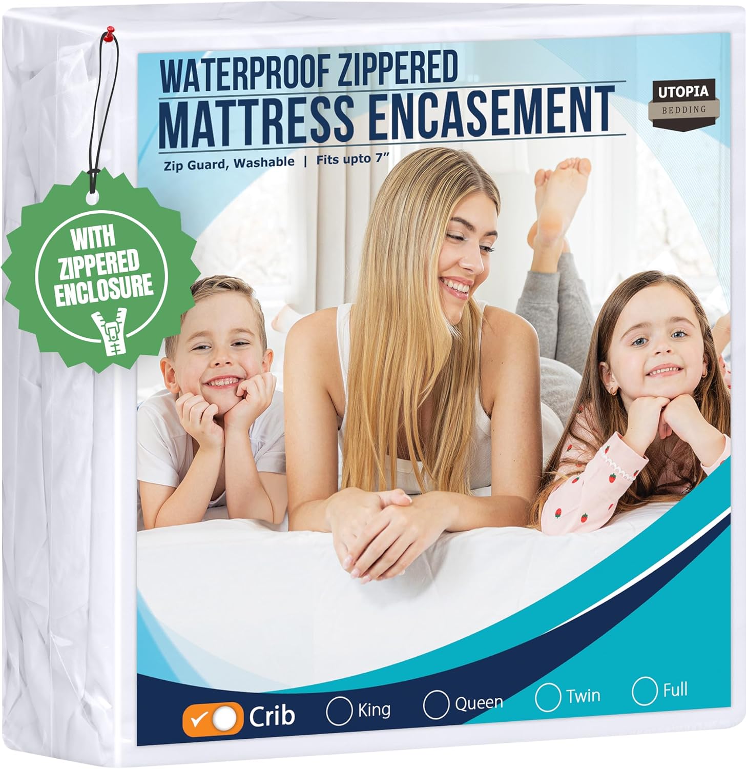 Utopia Bedding Crib Mattress Protector - 100% Waterproof & Bed Bug Proof Encasement | Absorbent 6-Sided Cover