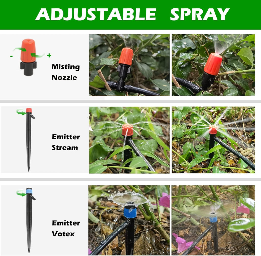 Maotong Drip Irrigation System Kit - Automatic Garden Watering for Greenhouse & Lawn | 240FT with 1/2" Hose & Accessories