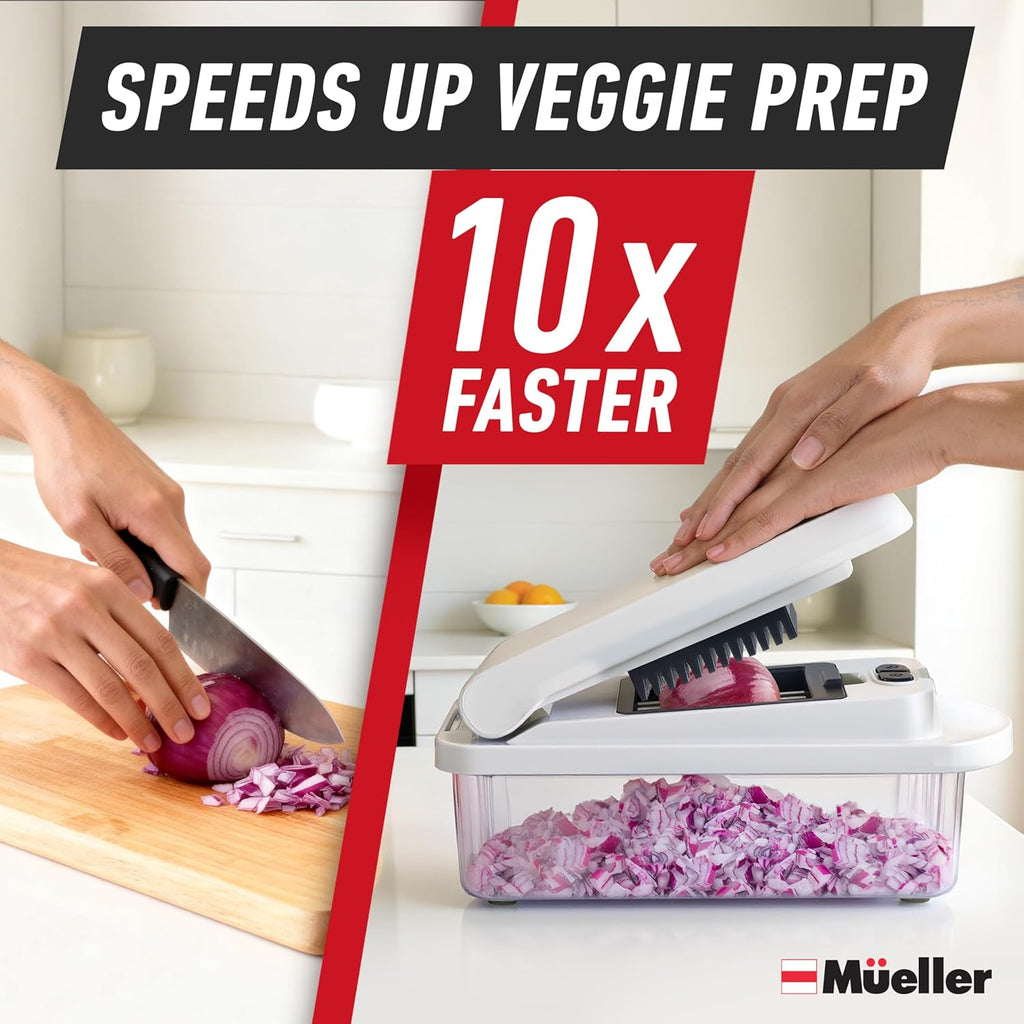 Mueller Vegetable Chopper - 10-in-1 Mandoline Slicer with 8 Blades & Container for Easy Food Prep