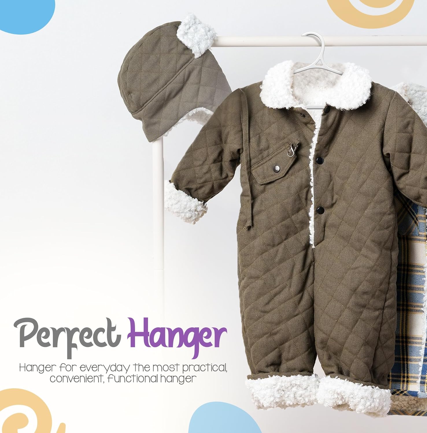 Utopia Home Kids Hangers 60 Pack - 11 Inch Non-Slip Plastic Baby Hangers for Closet | White