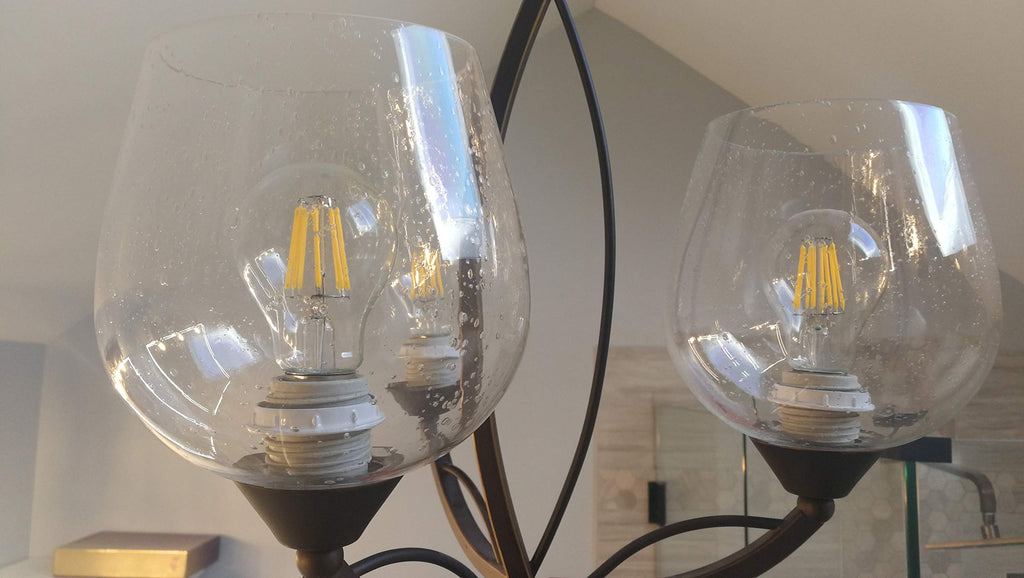 Seeded Bubble Glass Lamp Shade, LEDupdates 3 Pack Oversize Clear Globe Seeded bubble Finish for Light Fixture Glass replacement