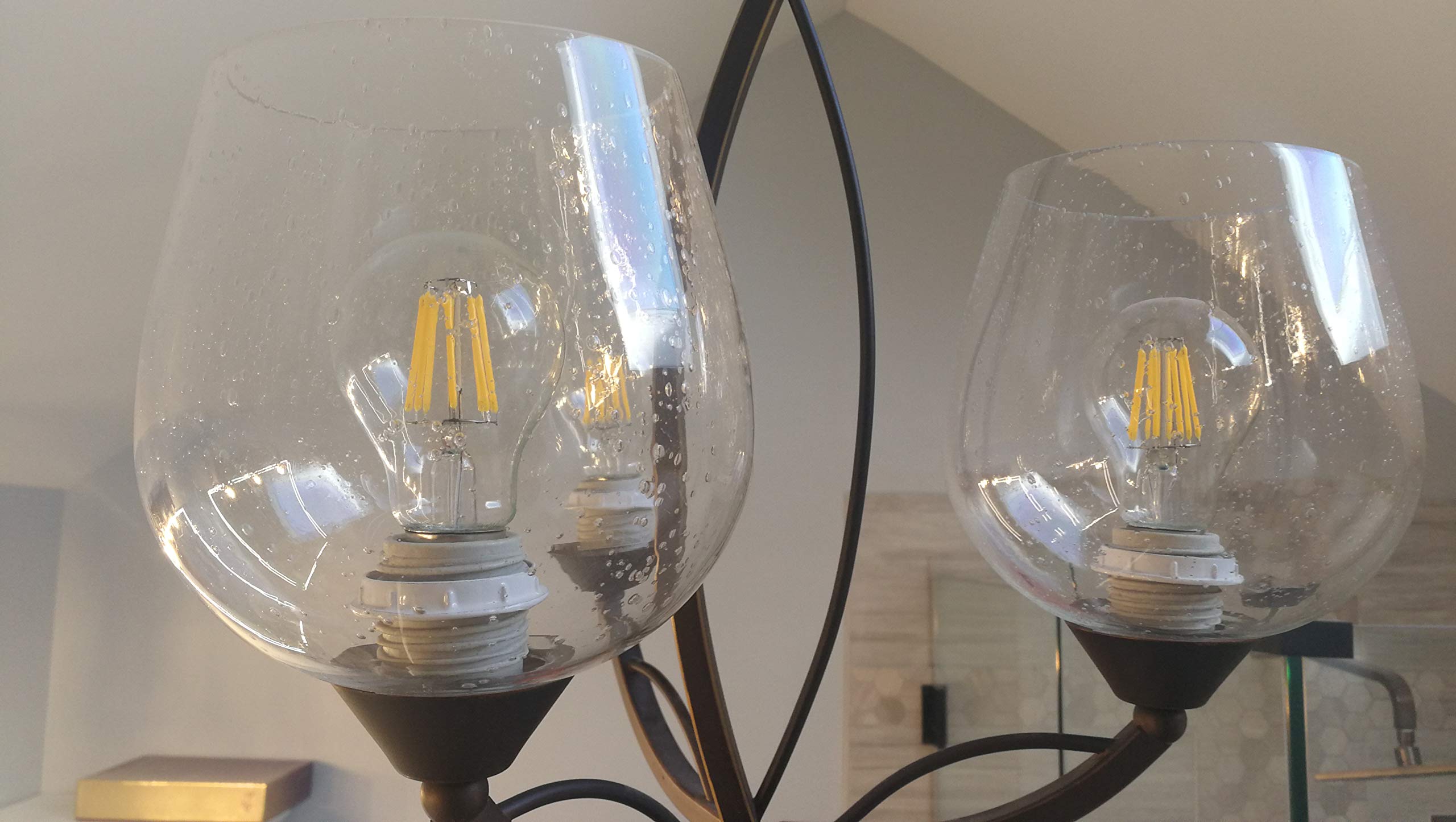 Seeded Bubble Glass Lamp Shade, LEDupdates 3 Pack Oversize Clear Globe Seeded bubble Finish for Light Fixture Glass replacement